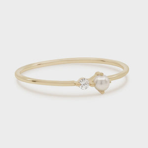 LIGHT OF THE MOON DIAMOND RING - 14K SOLID GOLD - BY CHARLOTTE