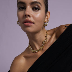 SYNDICATE STATEMENT NECKLACE - GOLD - F AND H JEWELLERY