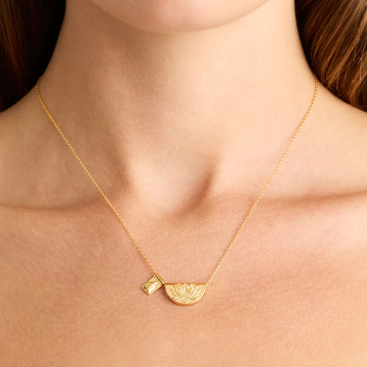 LOTUS AND LITTLE BUDDHA NECKLACE -18K GOLD VERMEIL - BY CHARLOTTE