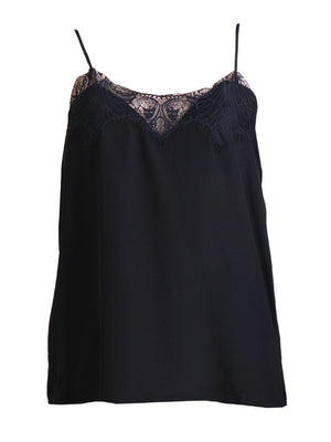 TAMBOURINE LACE CAMISOLE - BLACK - M.A. DAINTY